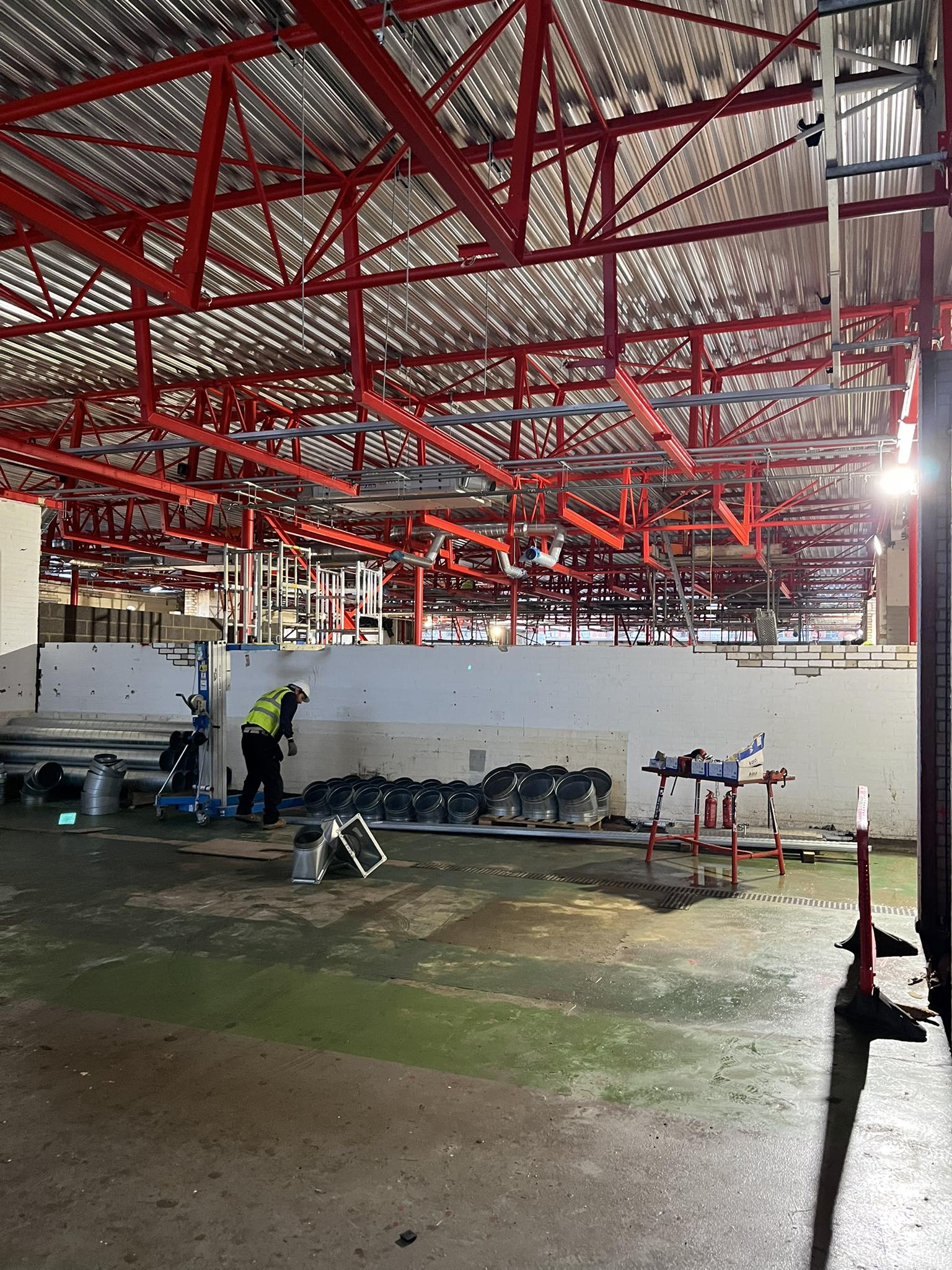 commercial warehouse red paint
