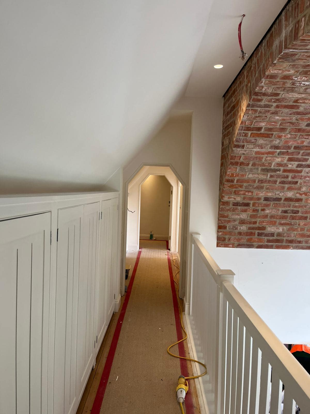 hallway painted brick wall